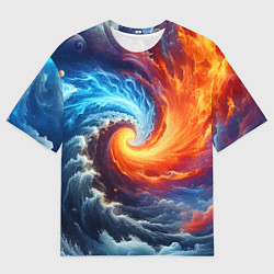 Мужская футболка оверсайз Столкновение двух стихий - инь янь