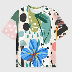 Мужская футболка оверсайз Цветы горошек абстракция