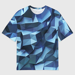 Мужская футболка оверсайз Искаженная синяя геометрия