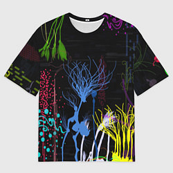 Мужская футболка оверсайз Неоновый сюреализм