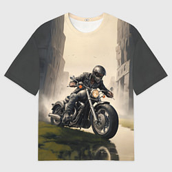 Мужская футболка оверсайз Скетч байкер