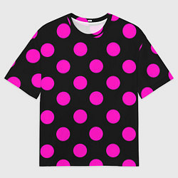 Мужская футболка оверсайз Эмо эстетика - черно розовый горох