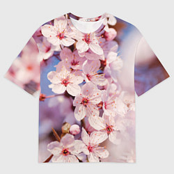 Футболка оверсайз мужская Цветущая сакура крупно, цвет: 3D-принт