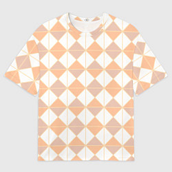 Мужская футболка оверсайз Персиковые ромбы