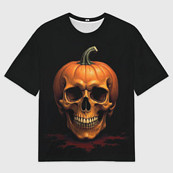 Мужская футболка оверсайз Череп-тыква для Хэллоуина