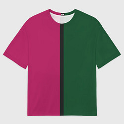 Мужская футболка оверсайз Полосы фуксия, зеленый и черный