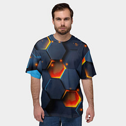 Футболка оверсайз мужская Шестигранники с подсветкой, цвет: 3D-принт — фото 2
