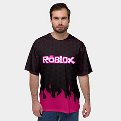 Футболка оверсайз мужская Roblox fire pink, цвет: 3D-принт — фото 2