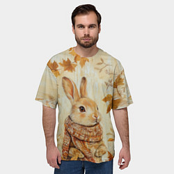 Футболка оверсайз мужская Зайчик в шарфе, цвет: 3D-принт — фото 2