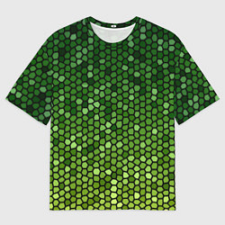 Мужская футболка оверсайз Мозаика под зеленую змею