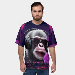 Футболка оверсайз мужская DJ monkey - Neon city, цвет: 3D-принт — фото 2