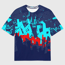 Мужская футболка оверсайз Красно-синяя абстракция