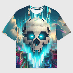 Футболка оверсайз мужская Minecraft skull - ai art fantasy, цвет: 3D-принт
