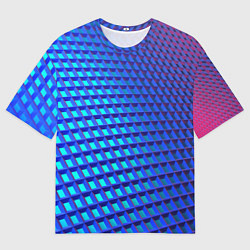 Мужская футболка оверсайз Неоновая клетка текстура