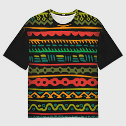 Мужская футболка оверсайз Ethnic ornament on black