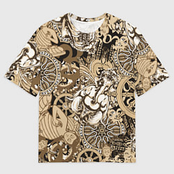 Мужская футболка оверсайз Колесо сансары Будда и Ганеша