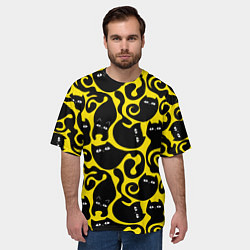 Футболка оверсайз мужская Кошачий паттерн, цвет: 3D-принт — фото 2