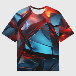 Футболка оверсайз мужская Камни в красном освещении, цвет: 3D-принт