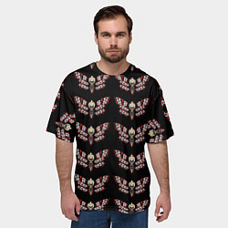 Футболка оверсайз мужская Бабочки с черепами паттерн, цвет: 3D-принт — фото 2