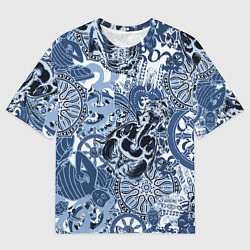 Мужская футболка оверсайз Колеса сансары Будда и голова слона