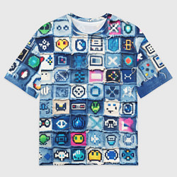 Мужская футболка оверсайз Пиксельный пэчворк