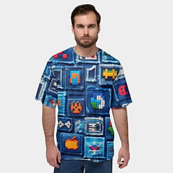 Футболка оверсайз мужская Пиксельные символы на пэчворк, цвет: 3D-принт — фото 2