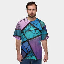Футболка оверсайз мужская Цветное стекло абстракция, цвет: 3D-принт — фото 2