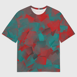 Мужская футболка оверсайз Зелено-красный калейдоскоп