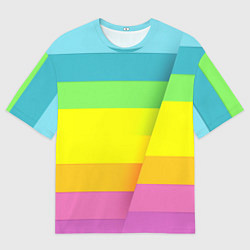 Мужская футболка оверсайз Разноцветные полосы