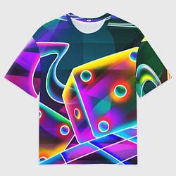 Футболка оверсайз мужская Неоновая геометрия текстура, цвет: 3D-принт