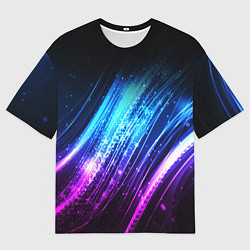Мужская футболка оверсайз Неоновые звёзды текстура
