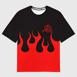 Мужская футболка оверсайз Linkin park logo fire