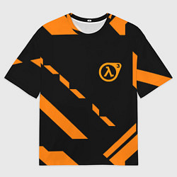 Мужская футболка оверсайз Half life geometry orange