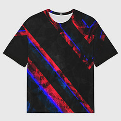 Мужская футболка оверсайз Неоновые штрихи геометрия