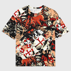 Мужская футболка оверсайз Рыцари тамплиеры цербер и грифон