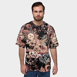 Футболка оверсайз мужская Драконы самурай и феникс, цвет: 3D-принт — фото 2