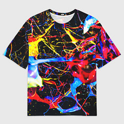 Мужская футболка оверсайз Неоновые брызги красок