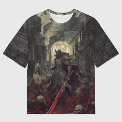 Мужская футболка оверсайз Рыцарь с багровым мечом