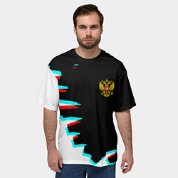 Футболка оверсайз мужская Герб текстура глитч, цвет: 3D-принт — фото 2