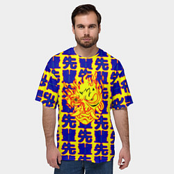Футболка оверсайз мужская Samurai logo patten japan, цвет: 3D-принт — фото 2