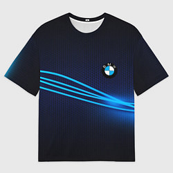 Мужская футболка оверсайз BMW line blue