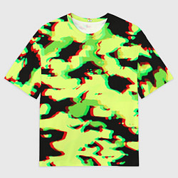 Футболка оверсайз мужская Камуфляж зелёный глитч, цвет: 3D-принт