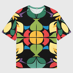 Мужская футболка оверсайз Калейдоскоп на темном фоне