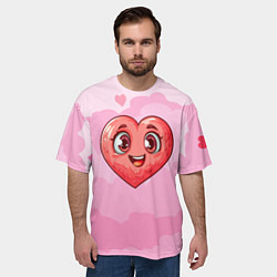 Футболка оверсайз мужская Милое красное сердечко, цвет: 3D-принт — фото 2