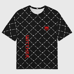 Футболка оверсайз мужская Ведьмак паттерн волк, цвет: 3D-принт