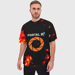 Футболка оверсайз мужская Portal огненная лава, цвет: 3D-принт — фото 2
