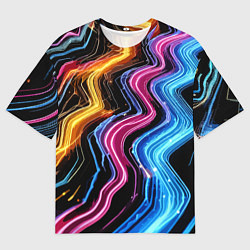 Мужская футболка оверсайз Неоновые полосы - нейроарт