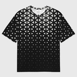 Мужская футболка оверсайз Геометрический градиент - чёрно-белый