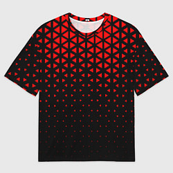 Мужская футболка оверсайз Геометрический градиент - чёрно-красный