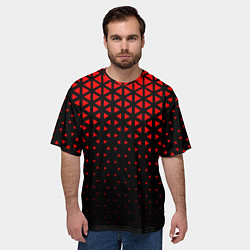 Футболка оверсайз мужская Геометрический градиент - чёрно-красный, цвет: 3D-принт — фото 2